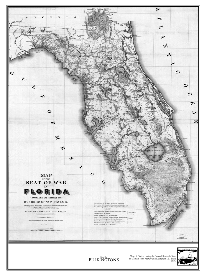 Second Seminole War 1839 Florida Map