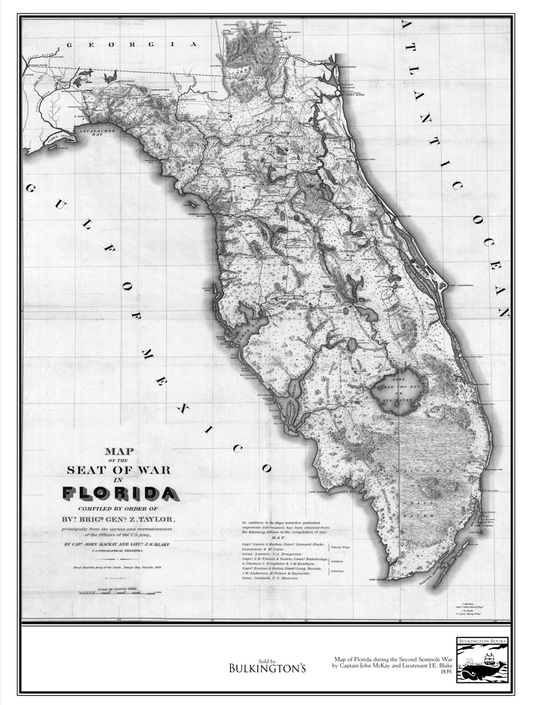 Second Seminole War 1839 Florida Map